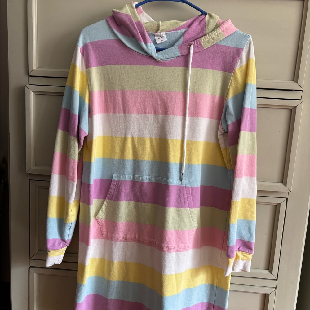 Colorful Striped Hoodie Dress